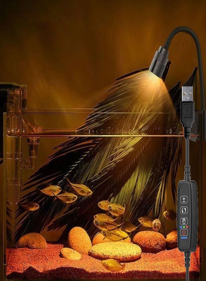 Petta Clip On Aquarium Light with Timer for 1-3 Gal Fish Tank, USB Focus Light for Plants, Terrariums & Coral (Yellow, Warm White, White) Adjustable Focus/Brightness, PA361-4 - Image 1